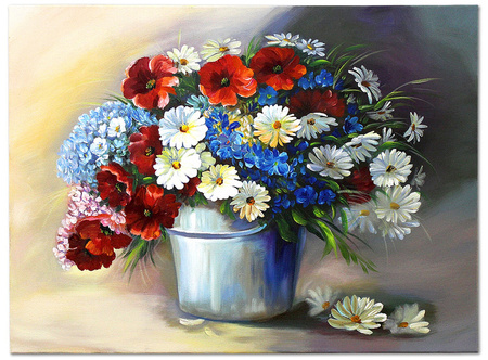 Obraz olejny - Bukiety mieszane - 50x70 cm - G119252