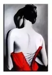 Akty - Kobieta w czerwonym gorsecie - 60x90 cm - G00416