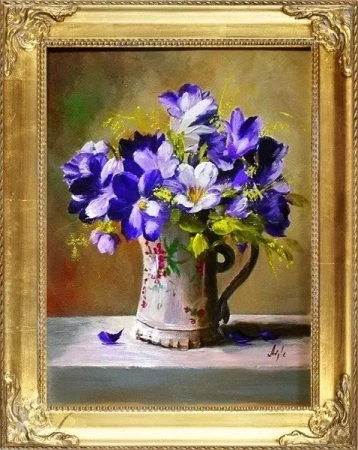 Bukiety mieszane- Fiołki w kubku - 39x49 cm - G03391