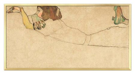 Obraz drukowany - Wielcy mistrzowie - Egon Schiele - Dziewczyna leżąca na brzuchu - 48x93 cm - G113909