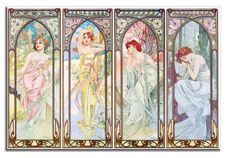 Alfons Mucha - Pory dnia - 90x60 cm - G17741