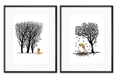 Lisy i drzewa - 21x26 cm x2 - G98451