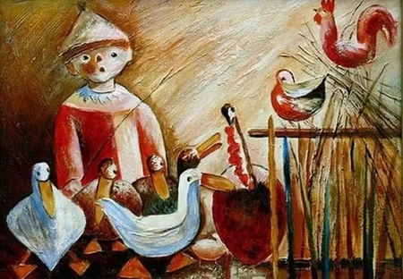 Tadeusz Makowski - Wiejskie podwórko - 60x90 cm - G00345