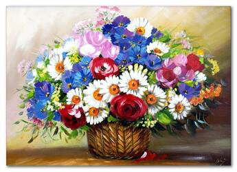 Obraz olejny - Bukiety mieszane - 110x150 cm - G119108