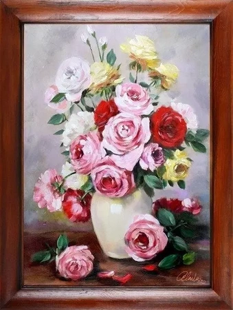 Róże - Biały wazonik - 64x84 cm - G16858