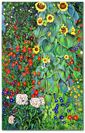 Obraz olejny - Gustav Klimt - Wiejski ogród ze słonecznikami - 80x120 cm - G118894
