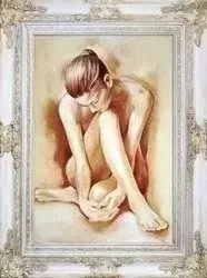 Akty - Zamyślona olej - 78x98 cm - G16659