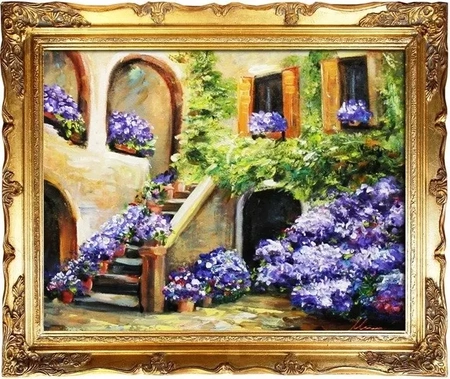 Pejzaż tradycyjny - Kwieciste patio - 53x64 cm - G03356
