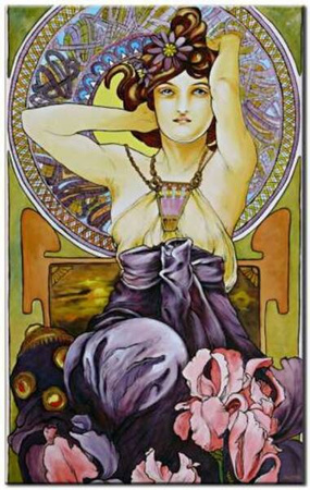 Obraz olejny - Alfons Mucha - Ametyst - 60x90 cm - G00289