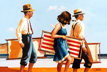 Obraz olejny - wyjście na plażę - 60x90 cm - G103627