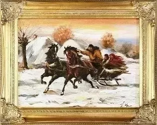 Polowanie - W zimowym pędzie - 84x64 cm - G02177