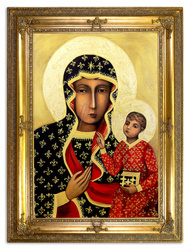 Obraz olejny - Obrazy Maryjne - Matka Boska Częstochowska - Płatki złota - 111x151 cm - G118738