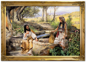 Obraz olejny - Religijne - Henryk Siemiradzki - Jezus Chrystus i Samarytanka - 94x134 cm - G119412
