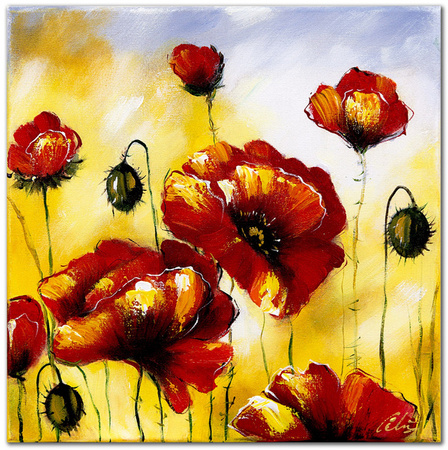 Obraz olejny - Kwiaty nowoczesne - 60x60 cm - G118497