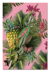 Obraz - Tropikalne liście i kwiaty - 60x90cm - G109324