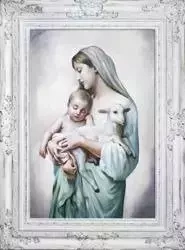 Maryja - Matka Boska z Dzieciątkiem i barankiem - 90x120 cm - G16949