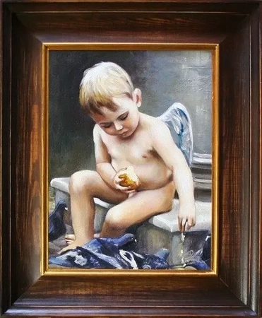 Aniołki - Aniołek karmiący ptaki - 46x56 cm - G05721