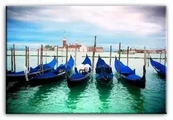 Krajobrazy - Niebieskie łódki - 60x90 cm - G92990