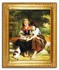 Emile Munier - Dwie dziewczynki z kotkami w koszyku - 54x64 cm - G04646