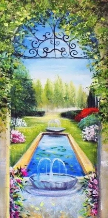 Architektura - Fontanna w ogrodzie - 35x70 cm - G15804