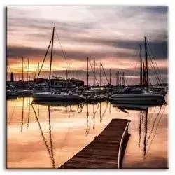 Krajobrazy - Wieczór w porcie - 100x100 cm - G92967