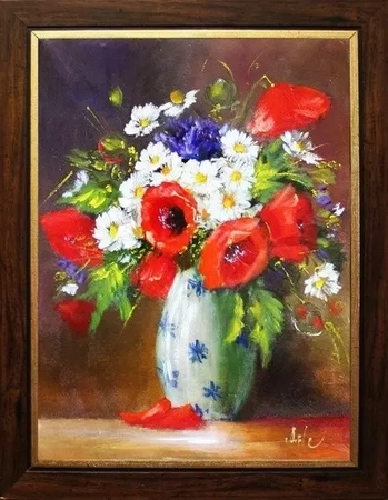 Bukiety mieszane - Maki i stokrotki - 40x50 cm - G05412