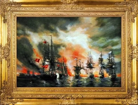 Marynistyka - Płonąca flota - 90x120 cm - G04169