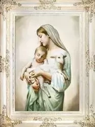 Maryja - Matka Boska z Dzieciątkiem Jezus i barankiem - 78x98 cm - G16995