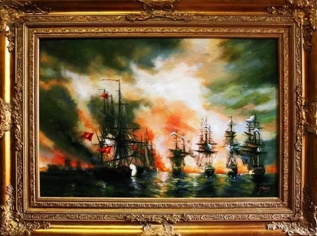 Marynistyka - Płonąca flota - 90x120 cm - G04169