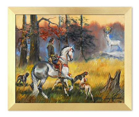 Jerzy Kossak - Święty Hubert na łowach - 30x35 cm - G93682