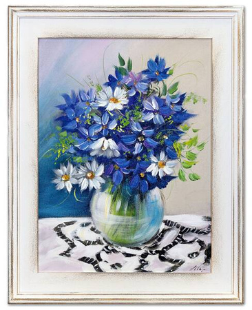 Bukiety mieszane - 39x49cm - Stokrotki i bławatki - G05073