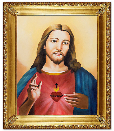 Obraz olejny - Jezus Chrystus - Serce Jezusa - 54x64 cm - G118429