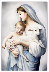 Obraz olejny - Obrazy Maryjne - Maria z Jezusem i Barankiem - 80x120 cm - G119335