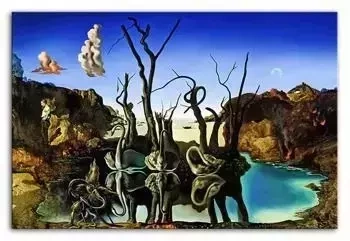 Salvador Dali - Łabędzie odbijające się w wodzie jako słonie - 60x90 cm - G93748