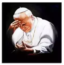 Papież Jan Paweł II - W zadumie - 90x90 cm - G01345