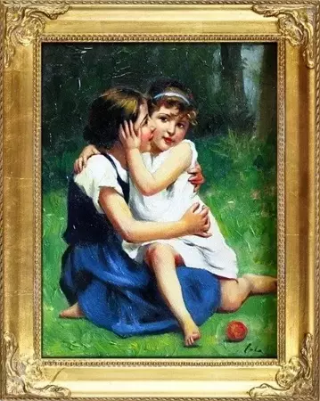 Francois Alfred Delobbe - Siostrzana miłość - 37x47 cm - G04284