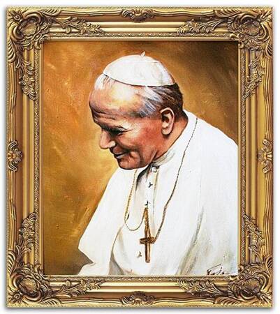 Papież Jan Paweł II - Uśmiechnięty - 54x63 cm - G03748