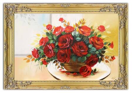 Róże - Czerwień w wazonie - 75x105 cm - G00374